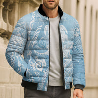 Aloha Hawaii Turtles Floral Bomber Puffer Jacket Aqua Marbles Glaze LT7 - Polynesian Pride