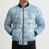 Aloha Hawaii Turtles Floral Bomber Puffer Jacket Aqua Marbles Glaze LT7 - Polynesian Pride