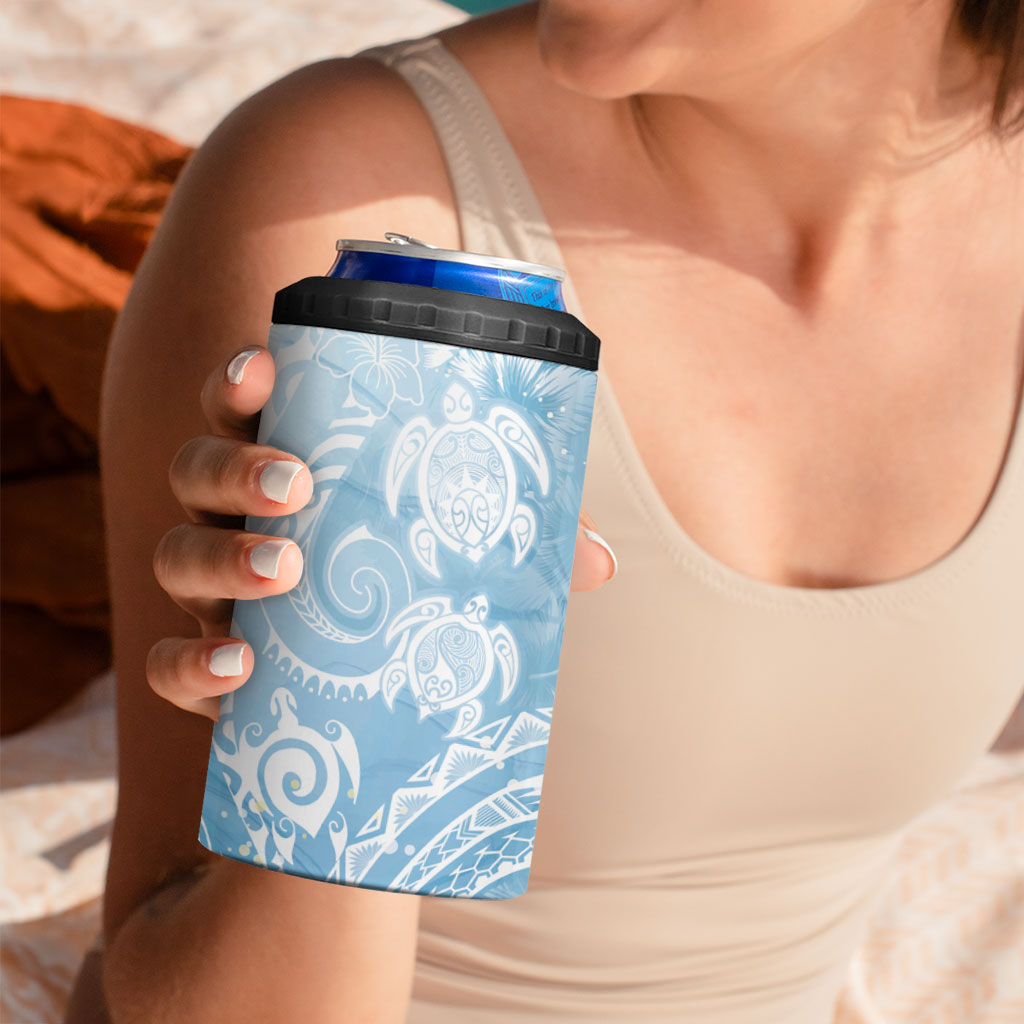 Aloha Hawaii Turtles Floral 4 in 1 Can Cooler Tumbler Aqua Marbles Glaze