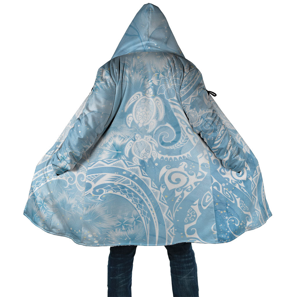 Aloha Hawaii Turtles Floral Cloak Aqua Marbles Glaze LT7 Unisex Aqua - Polynesian Pride