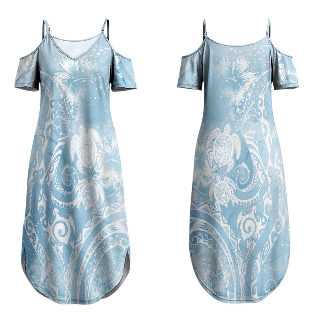 Aloha Hawaii Turtles Floral Couples Matching Summer Maxi Dress and Hawaiian Shirt Aqua Marbles Glaze LT7 - Polynesian Pride