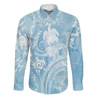 Aloha Hawaii Turtles Floral Family Matching Off Shoulder Maxi Dress and Hawaiian Shirt Aqua Marbles Glaze