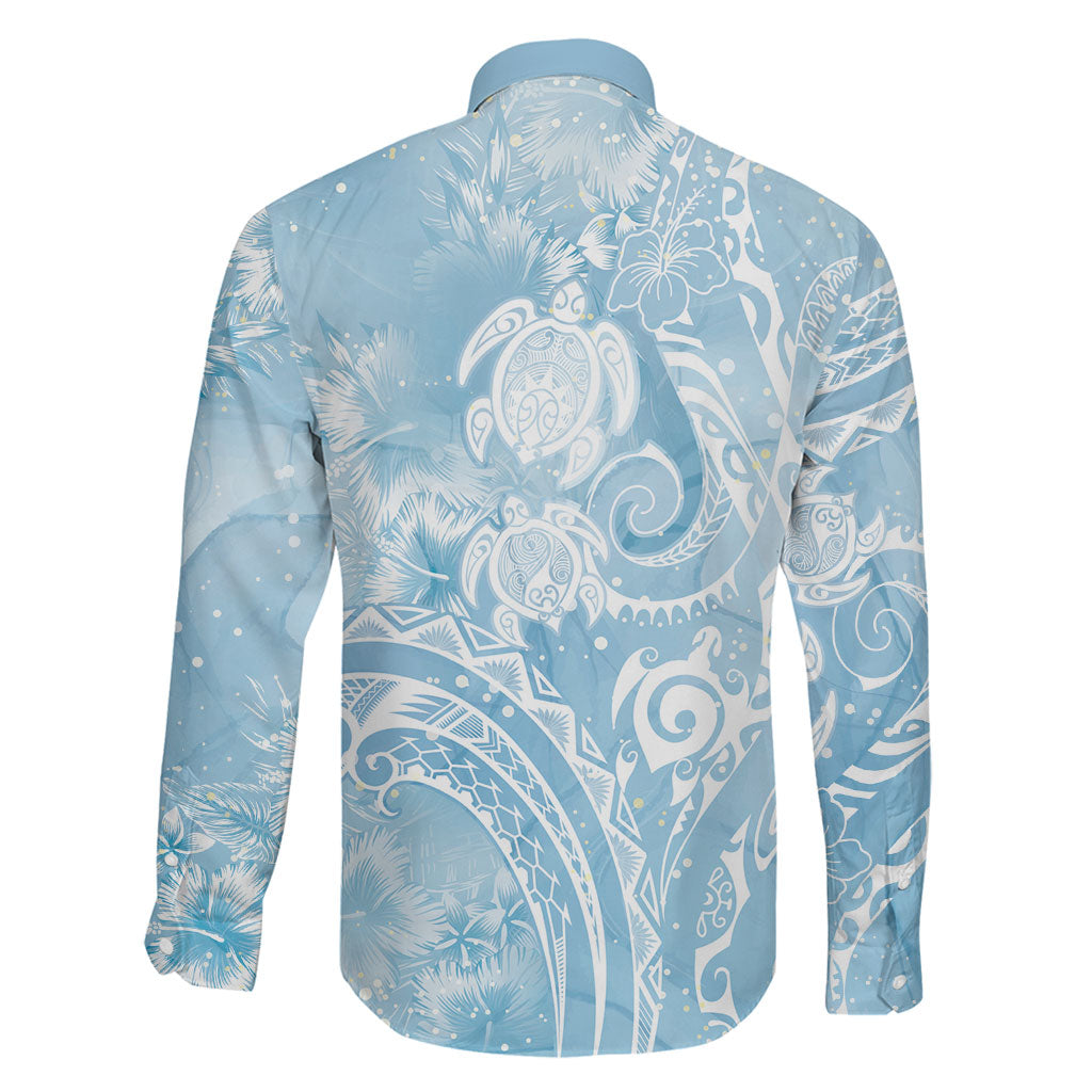 Aloha Hawaii Turtles Floral Family Matching Off Shoulder Short Dress and Hawaiian Shirt Aqua Marbles Glaze