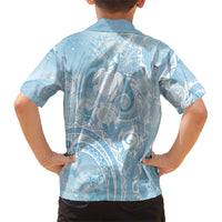 Aloha Hawaii Turtles Floral Family Matching Summer Maxi Dress and Hawaiian Shirt Aqua Marbles Glaze