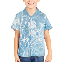 Aloha Hawaii Turtles Floral Family Matching Tank Maxi Dress and Hawaiian Shirt Aqua Marbles Glaze