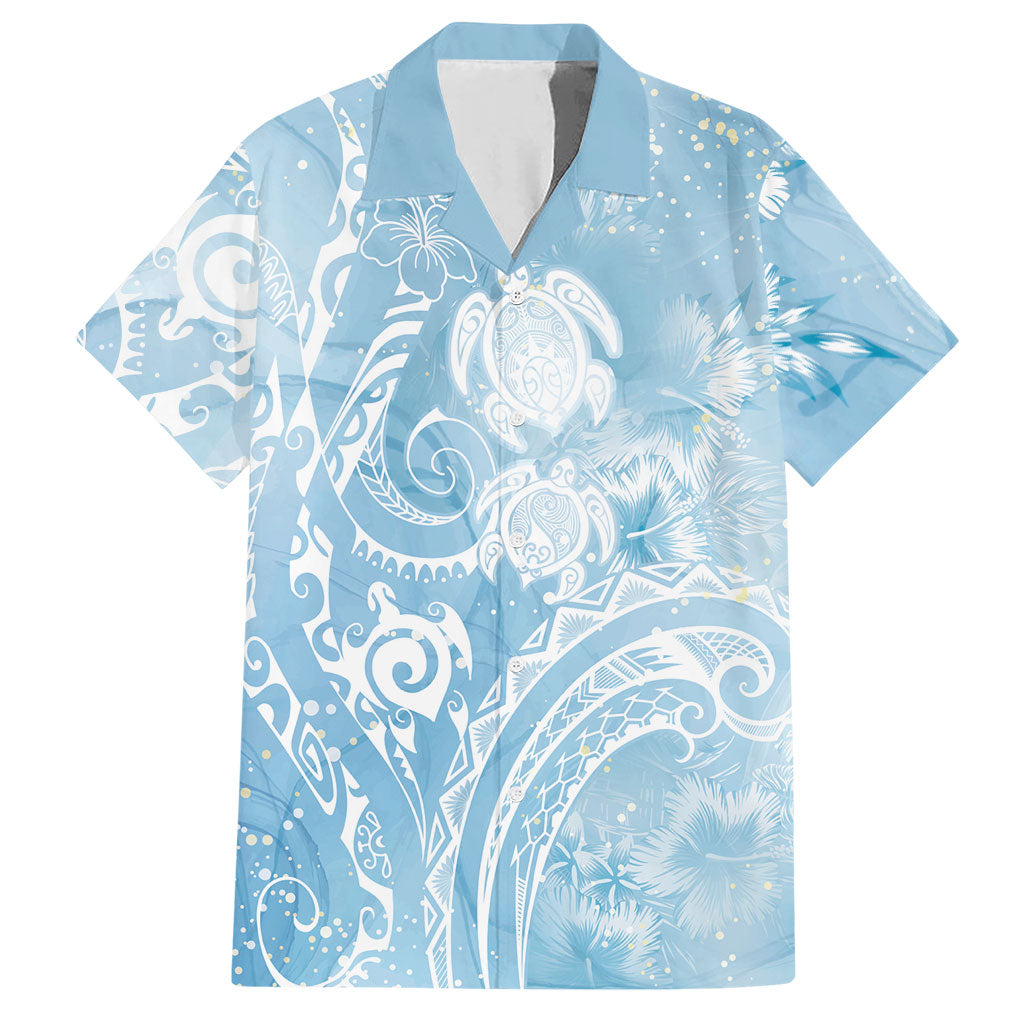 Aloha Hawaii Turtles Floral Hawaiian Shirt Aqua Marbles Glaze LT7 Aqua - Polynesian Pride