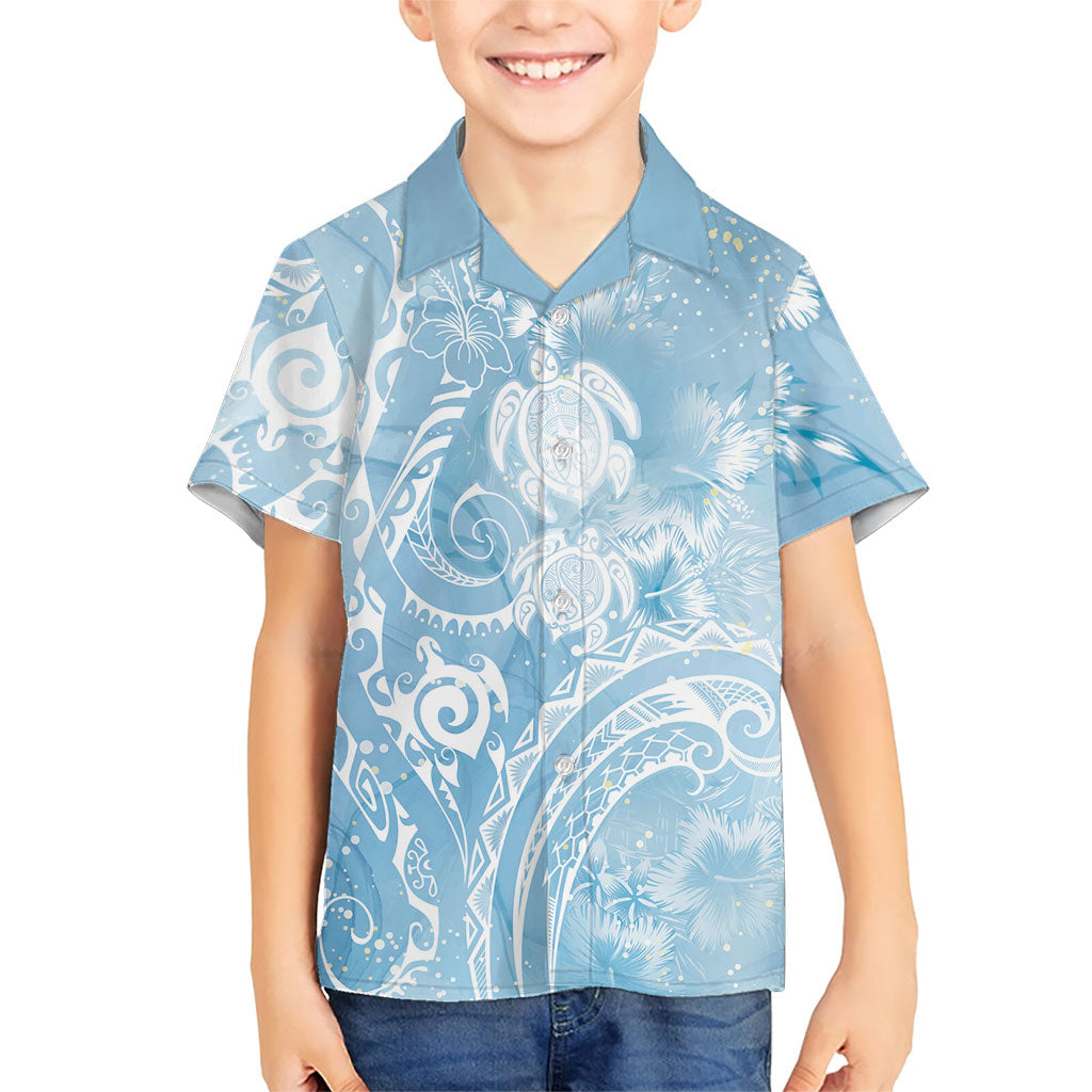 Aloha Hawaii Turtles Floral Hawaiian Shirt Aqua Marbles Glaze