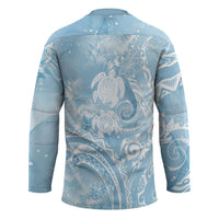Aloha Hawaii Turtles Floral Hockey Jersey Aqua Marbles Glaze