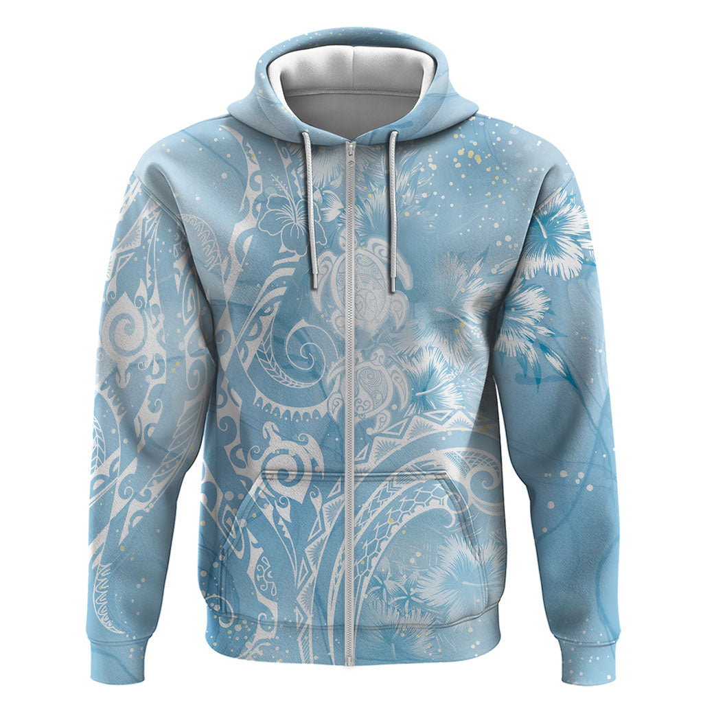 Aloha Hawaii Turtles Floral Hoodie Aqua Marbles Glaze