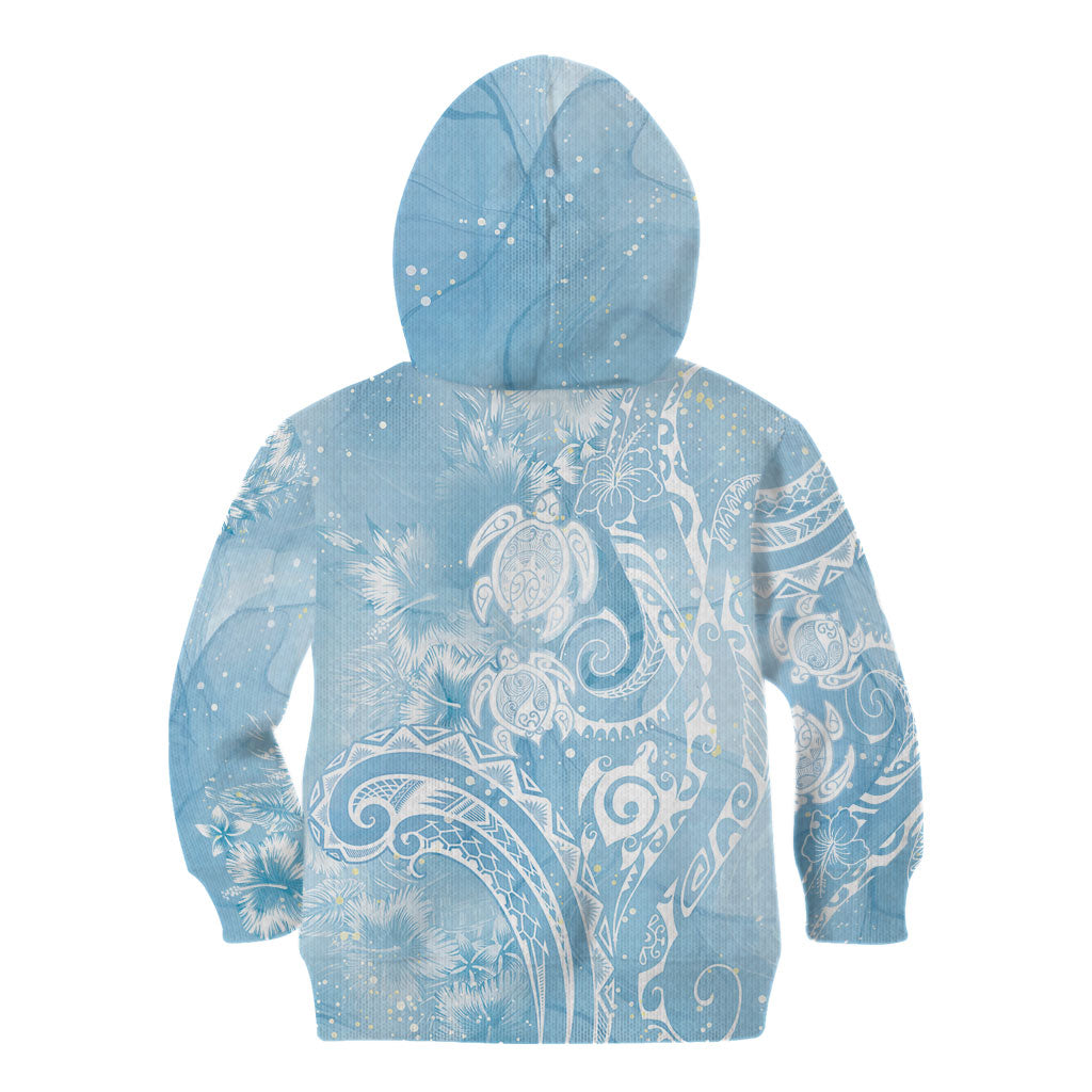 Aloha Hawaii Turtles Floral Kid Hoodie Aqua Marbles Glaze