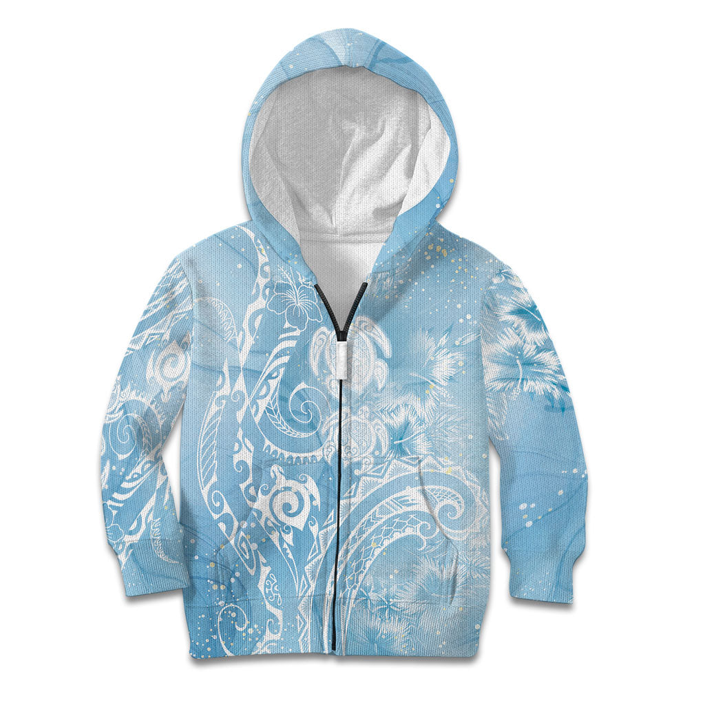 Aloha Hawaii Turtles Floral Kid Hoodie Aqua Marbles Glaze