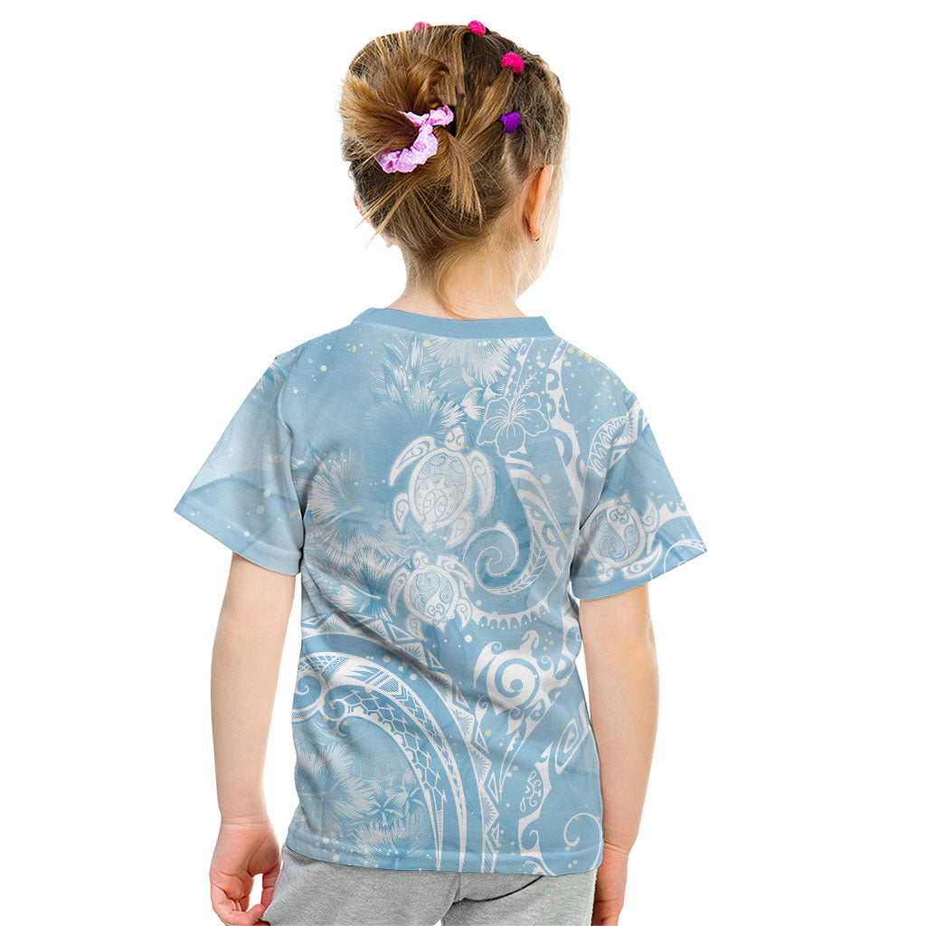 Aloha Hawaii Turtles Floral Kid T Shirt Aqua Marbles Glaze