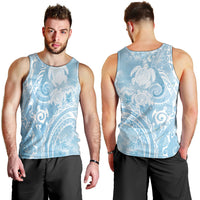 Aloha Hawaii Turtles Floral Men Tank Top Aqua Marbles Glaze