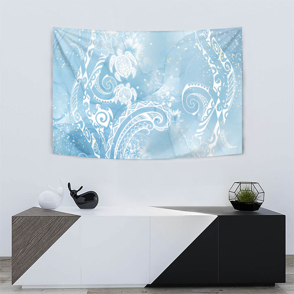 Aloha Hawaii Turtles Floral Tapestry Aqua Marbles Glaze LT7 - Polynesian Pride