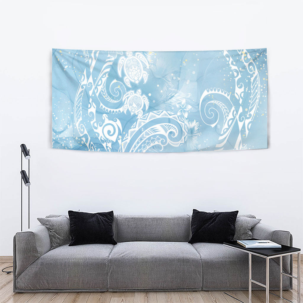 Aloha Hawaii Turtles Floral Tapestry Aqua Marbles Glaze LT7 - Polynesian Pride