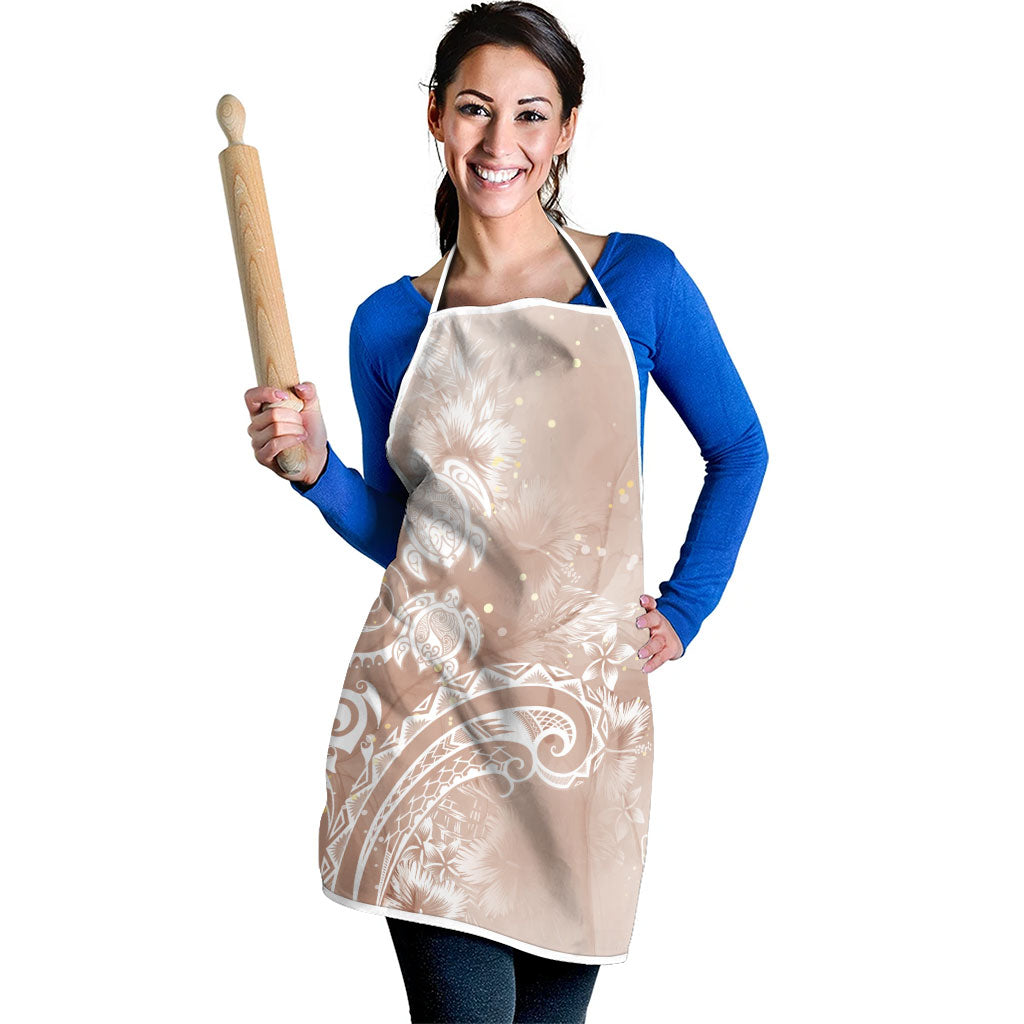 Aloha Hawaii Turtles Floral Apron Taupe Marbles Glaze