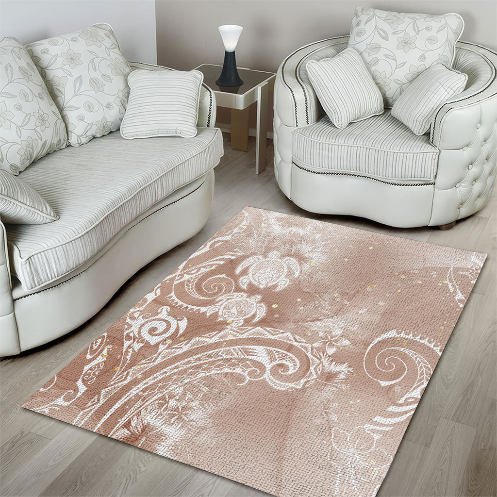 Aloha Hawaii Turtles Floral Area Rug Taupe Marbles Glaze