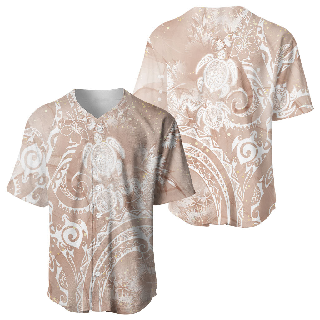 Aloha Hawaii Turtles Floral Baseball Jersey Taupe Marbles Glaze