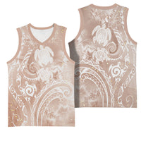Aloha Hawaii Turtles Floral Basketball Jersey Taupe Marbles Glaze