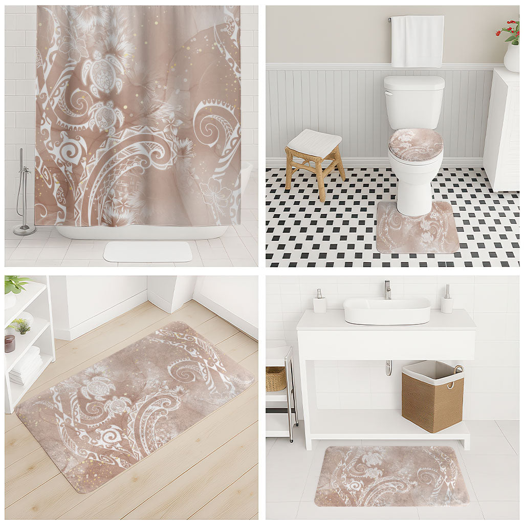 Aloha Hawaii Turtles Floral Bathroom Set Taupe Marbles Glaze