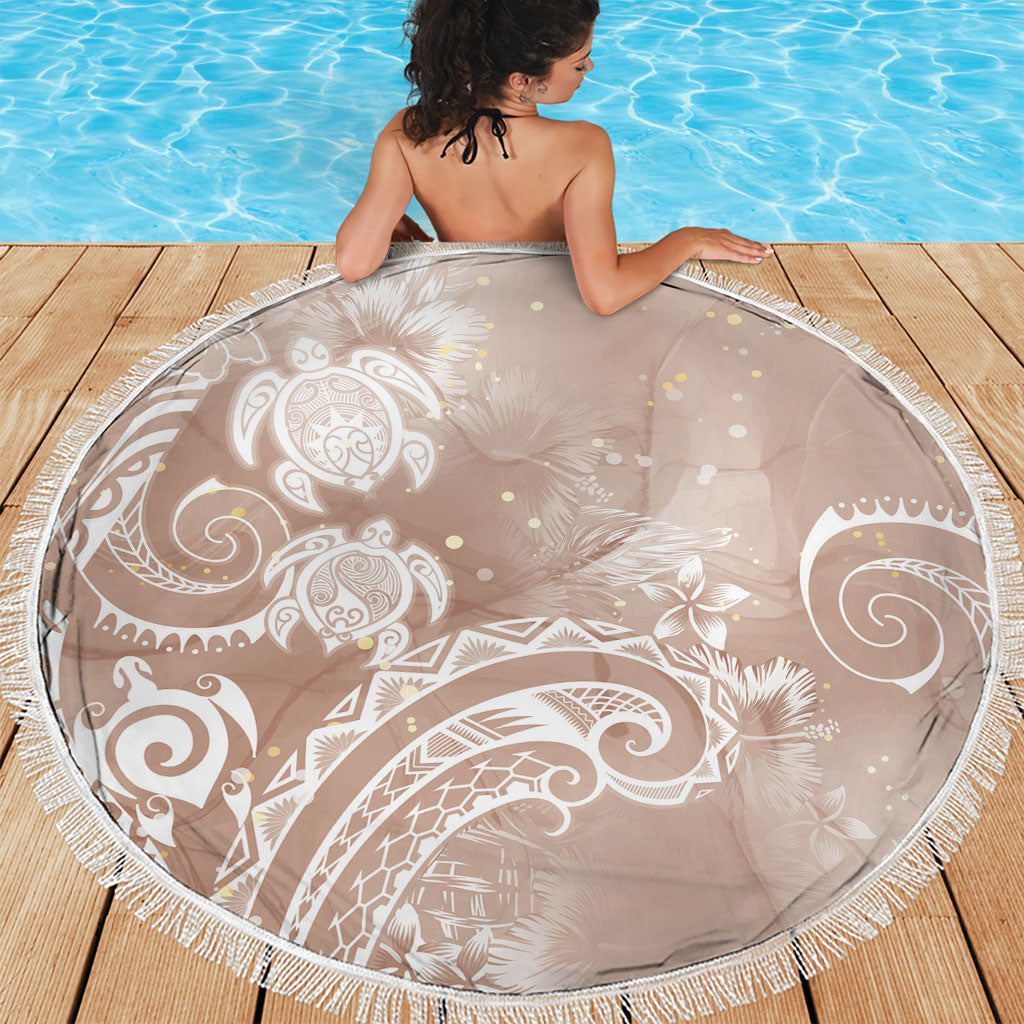Aloha Hawaii Turtles Floral Beach Blanket Taupe Marbles Glaze