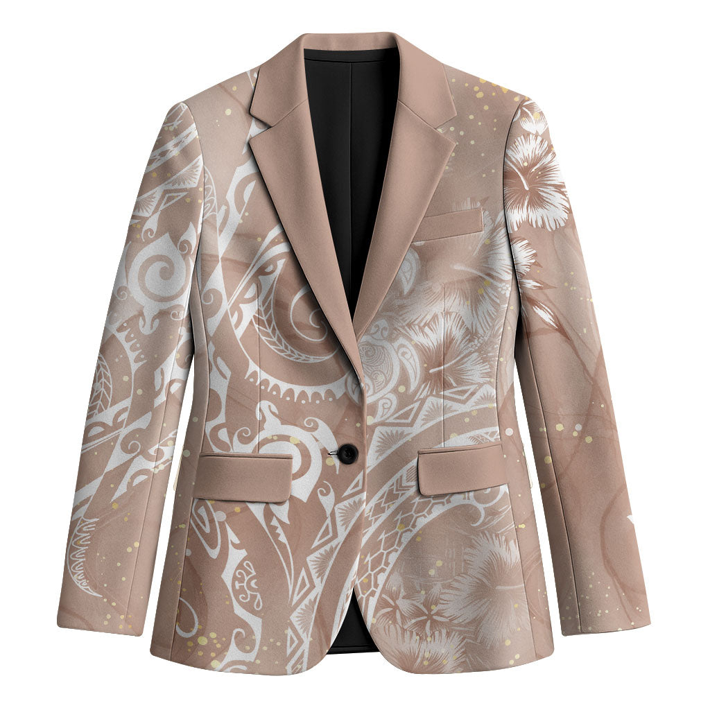Aloha Hawaii Turtles Floral Blazer Taupe Marbles Glaze