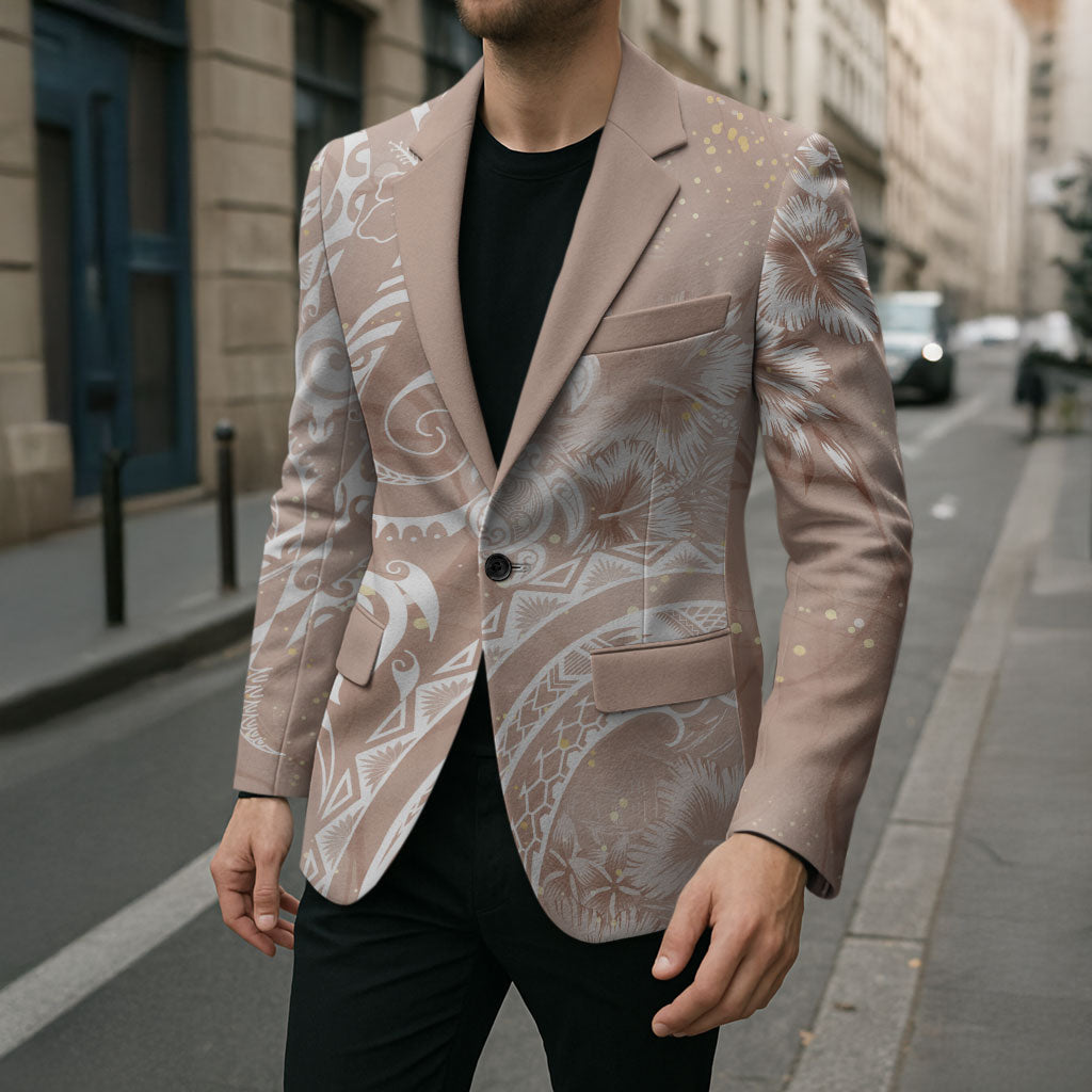 Aloha Hawaii Turtles Floral Blazer Taupe Marbles Glaze