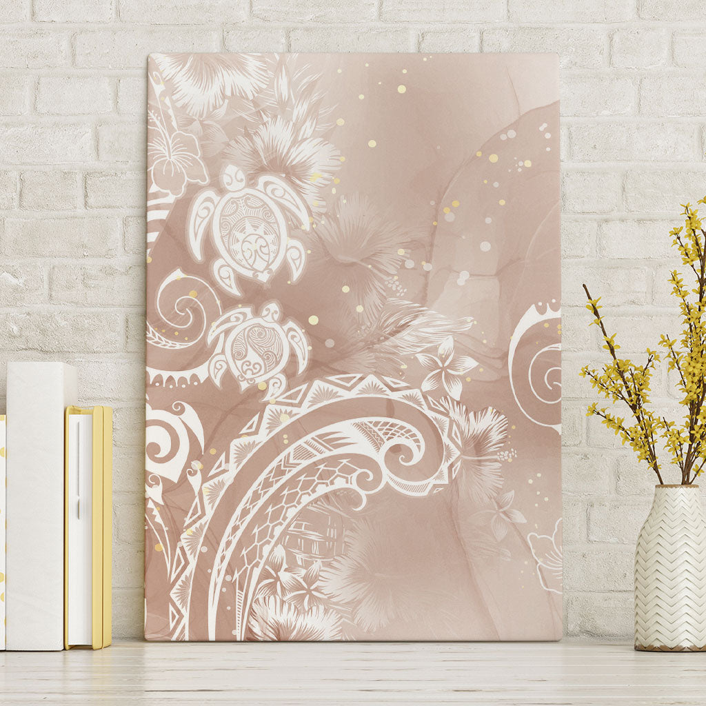 Aloha Hawaii Turtles Floral Canvas Wall Art Taupe Marbles Glaze