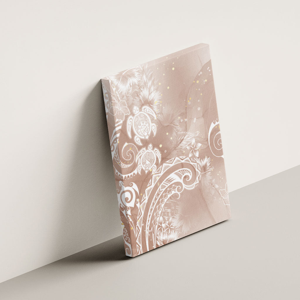 Aloha Hawaii Turtles Floral Canvas Wall Art Taupe Marbles Glaze