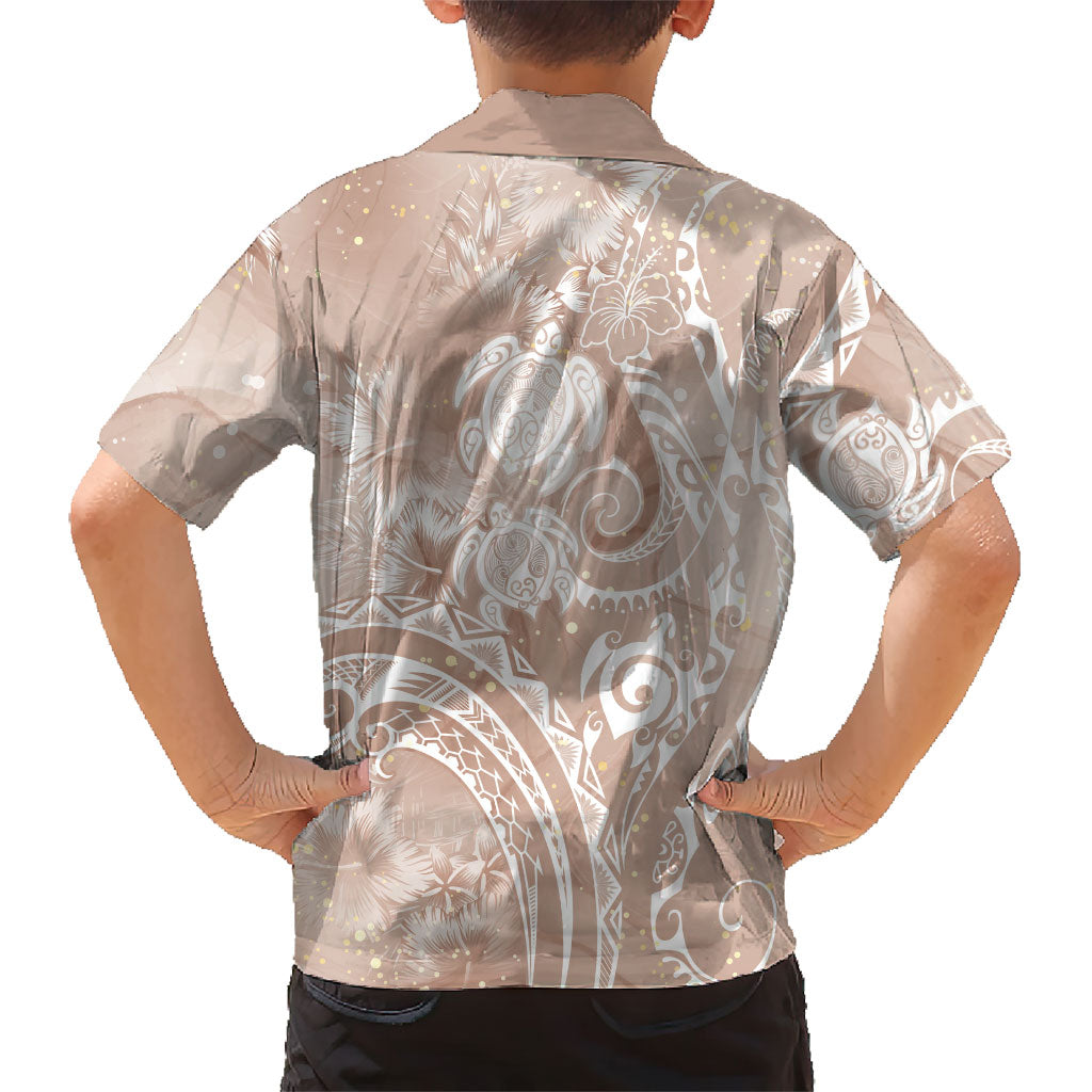 Aloha Hawaii Turtles Floral Family Matching Off Shoulder Short Dress and Hawaiian Shirt Taupe Marbles Glaze