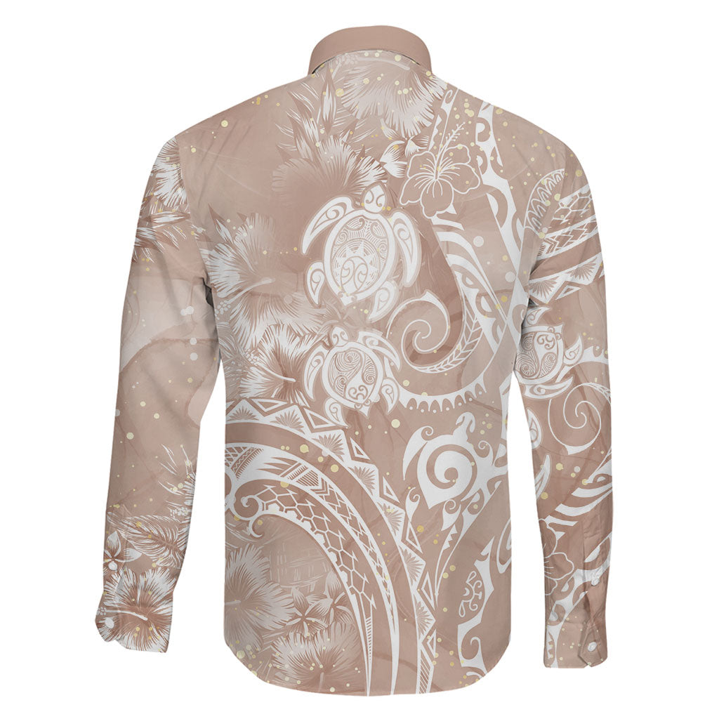 Aloha Hawaii Turtles Floral Family Matching Short Sleeve Bodycon Dress and Hawaiian Shirt Taupe Marbles Glaze