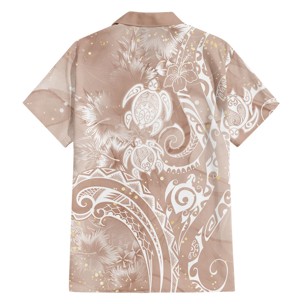 Aloha Hawaii Turtles Floral Hawaiian Shirt Taupe Marbles Glaze