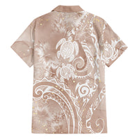 Aloha Hawaii Turtles Floral Hawaiian Shirt Taupe Marbles Glaze