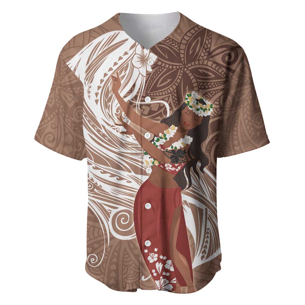 Tahiti Islands Polynesian Plumeria Baseball Jersey Tahitian Vahine 'Ote'a - Beige LT7 Beige - Polynesian Pride