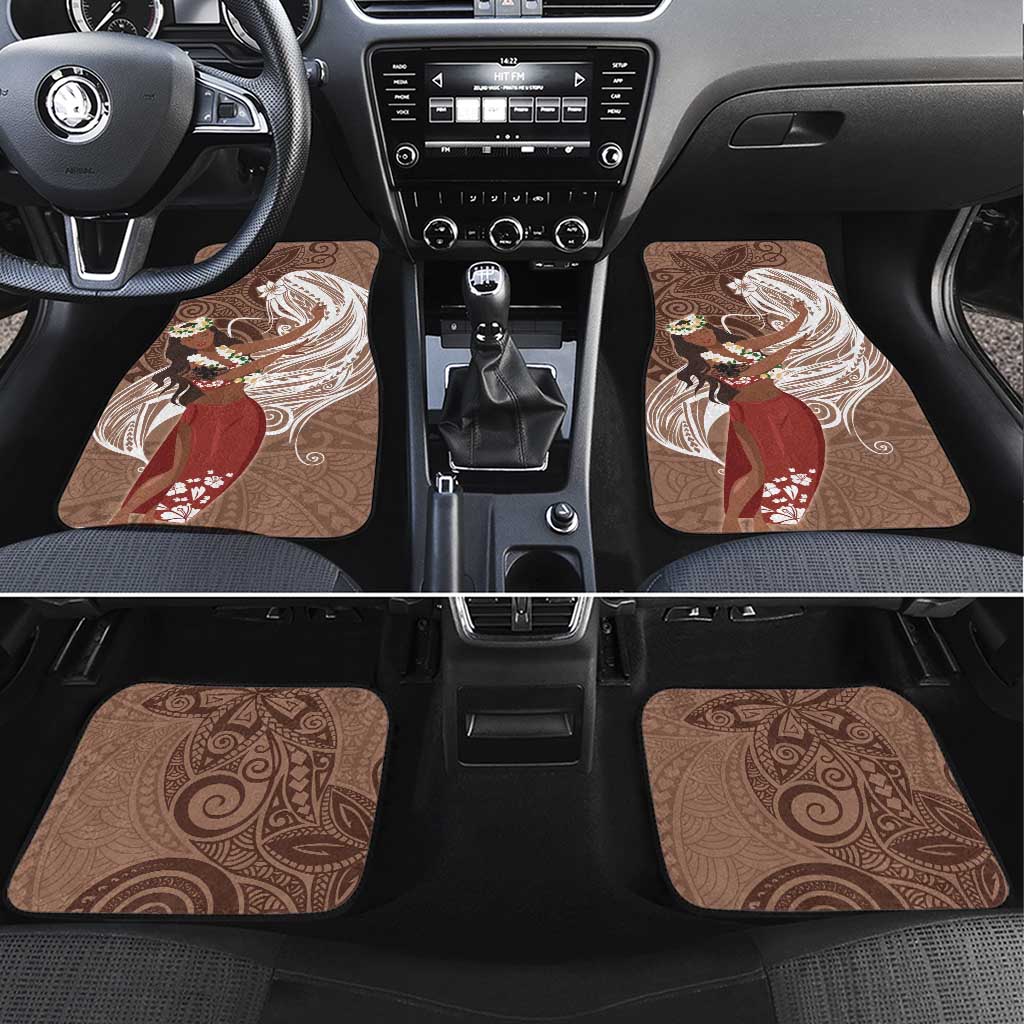 Tahiti Islands Polynesian Plumeria Car Mats Tahitian Vahine 'Ote'a - Beige LT7 Set 4pcs Beige - Polynesian Pride