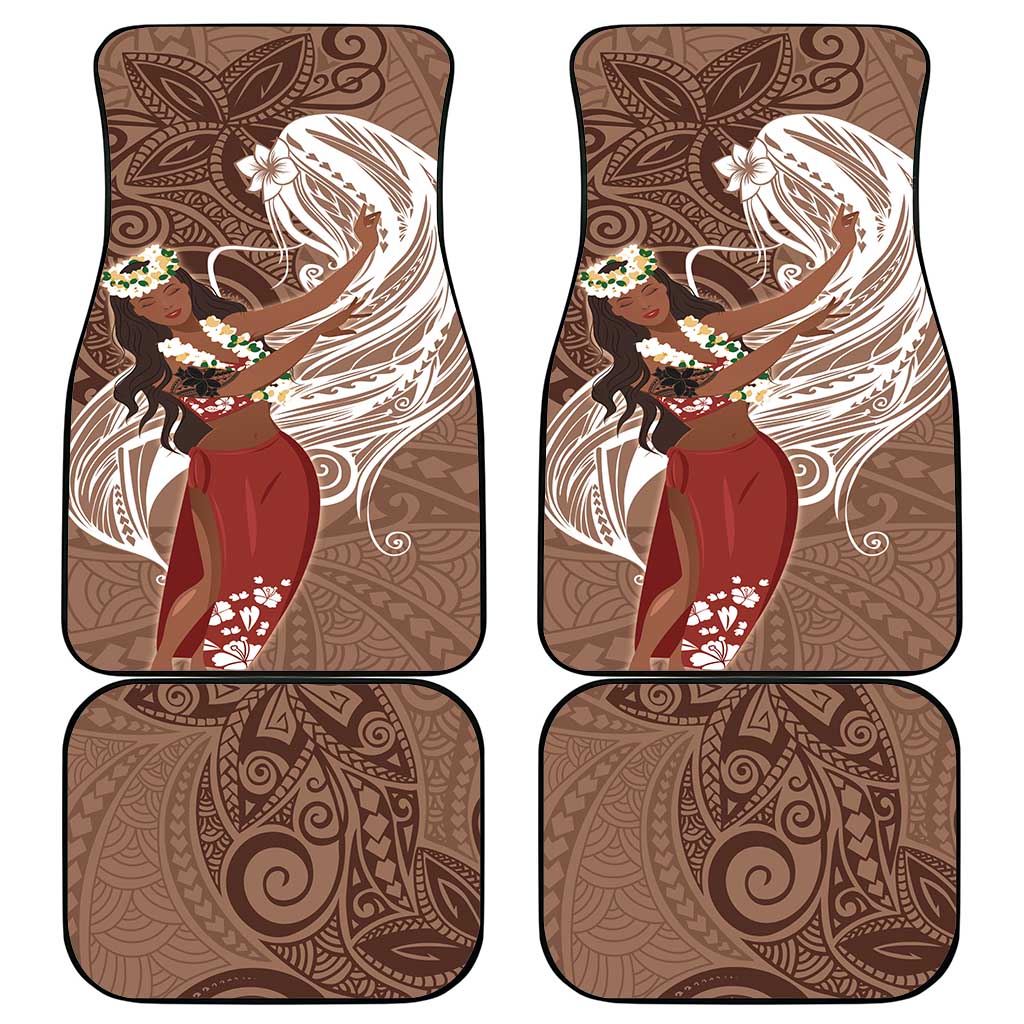 Tahiti Islands Polynesian Plumeria Car Mats Tahitian Vahine 'Ote'a - Beige LT7 - Polynesian Pride