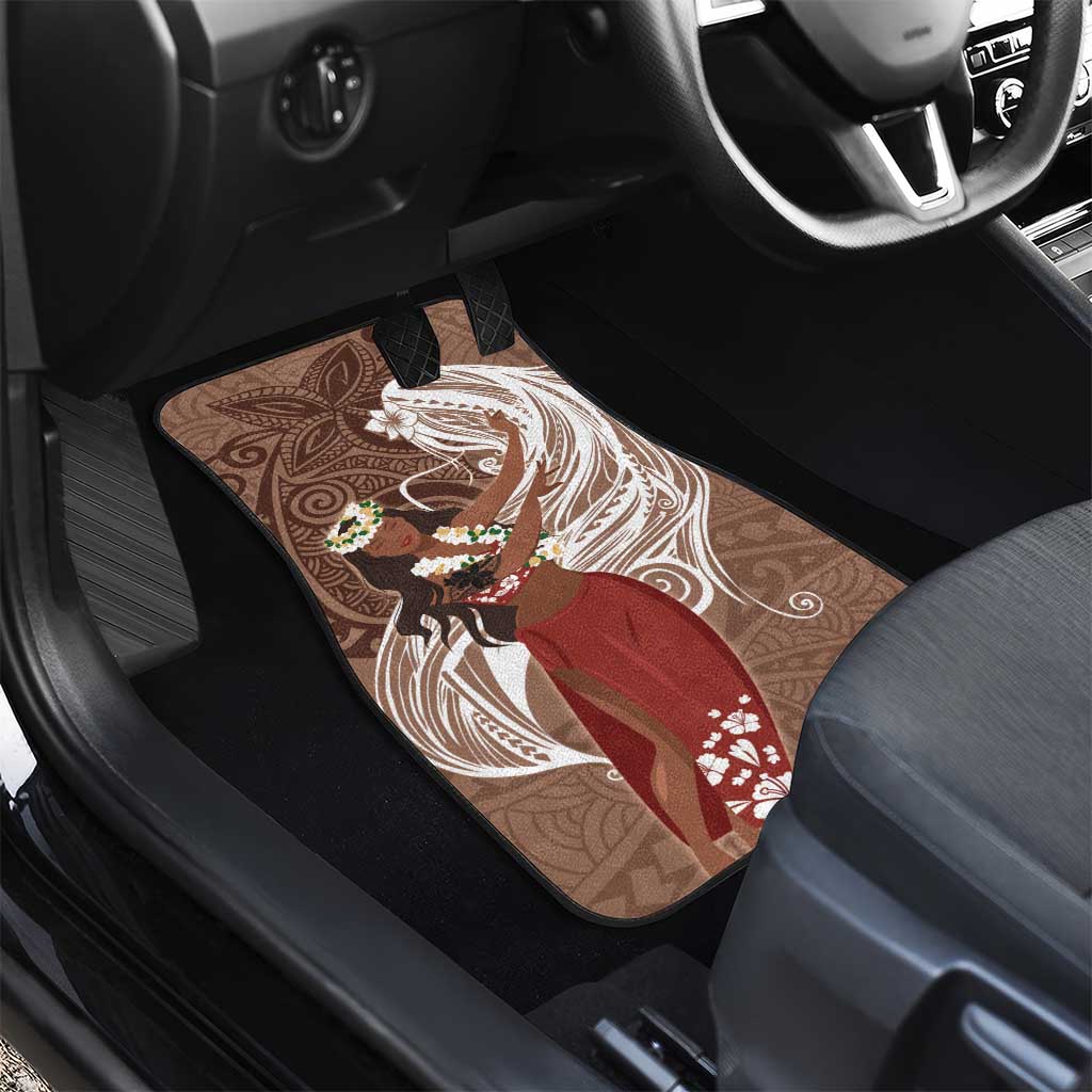 Tahiti Islands Polynesian Plumeria Car Mats Tahitian Vahine 'Ote'a - Beige LT7 - Polynesian Pride