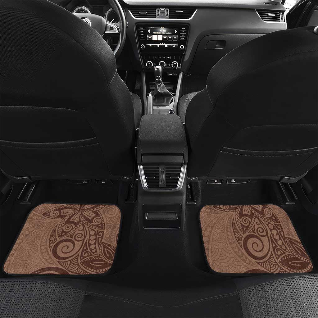 Tahiti Islands Polynesian Plumeria Car Mats Tahitian Vahine 'Ote'a - Beige LT7 Set 2pcs - Back Beige - Polynesian Pride