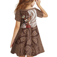 Tahiti Islands Polynesian Plumeria Family Matching Off The Shoulder Long Sleeve Dress and Hawaiian Shirt Tahitian Vahine 'Ote'a - Beige