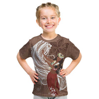 Tahiti Islands Polynesian Plumeria Kid T Shirt Tahitian Vahine 'Ote'a - Beige LT7 Beige - Polynesian Pride
