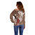 Tahiti Islands Polynesian Plumeria Off Shoulder Sweater Tahitian Vahine 'Ote'a - Beige