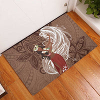 Tahiti Islands Polynesian Plumeria Rubber Doormat Tahitian Vahine 'Ote'a - Beige LT7 - Polynesian Pride