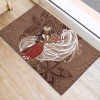 Tahiti Islands Polynesian Plumeria Rubber Doormat Tahitian Vahine 'Ote'a - Beige LT7 - Polynesian Pride