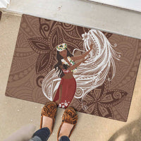 Tahiti Islands Polynesian Plumeria Rubber Doormat Tahitian Vahine 'Ote'a - Beige LT7 - Polynesian Pride