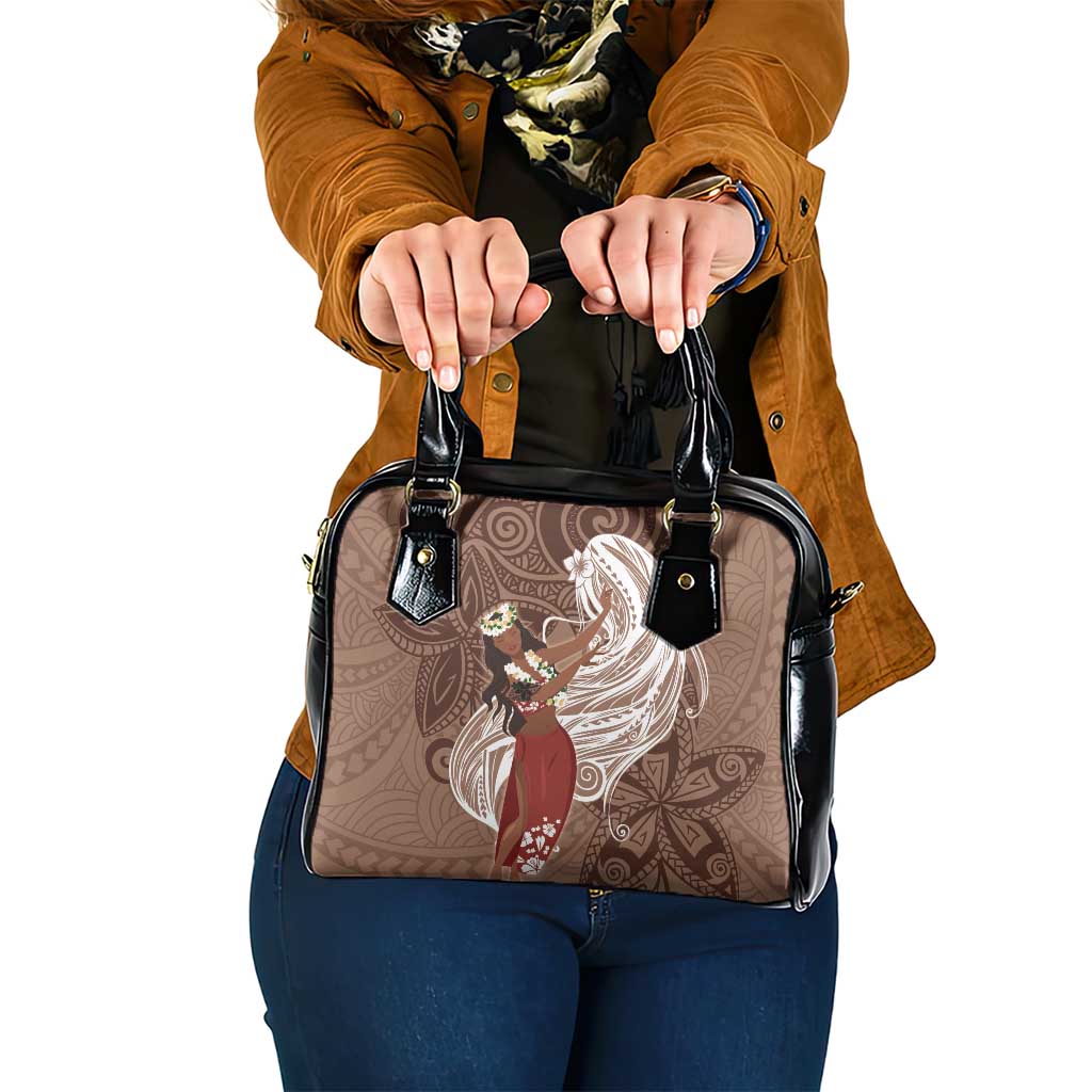 Tahiti Islands Polynesian Plumeria Shoulder Handbag Tahitian Vahine 'Ote'a - Beige LT7 One Size Beige - Polynesian Pride