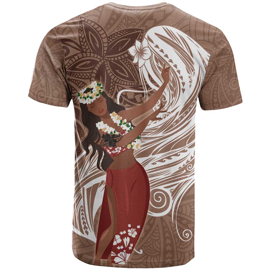 Tahiti Islands Polynesian Plumeria T Shirt Tahitian Vahine 'Ote'a - Beige LT7 - Polynesian Pride