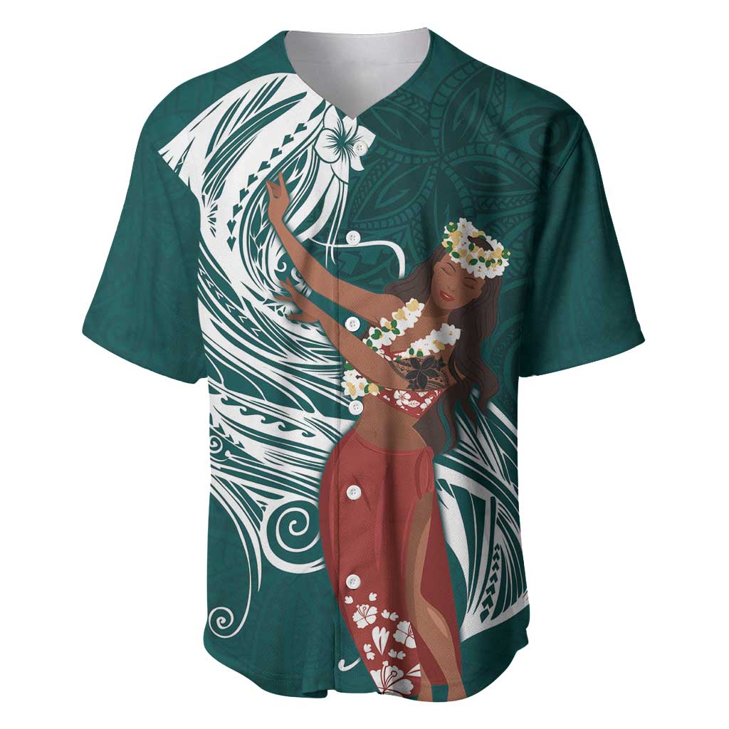 Tahiti Islands Polynesian Plumeria Baseball Jersey Tahitian Vahine 'Ote'a - Teal LT7 Teal - Polynesian Pride