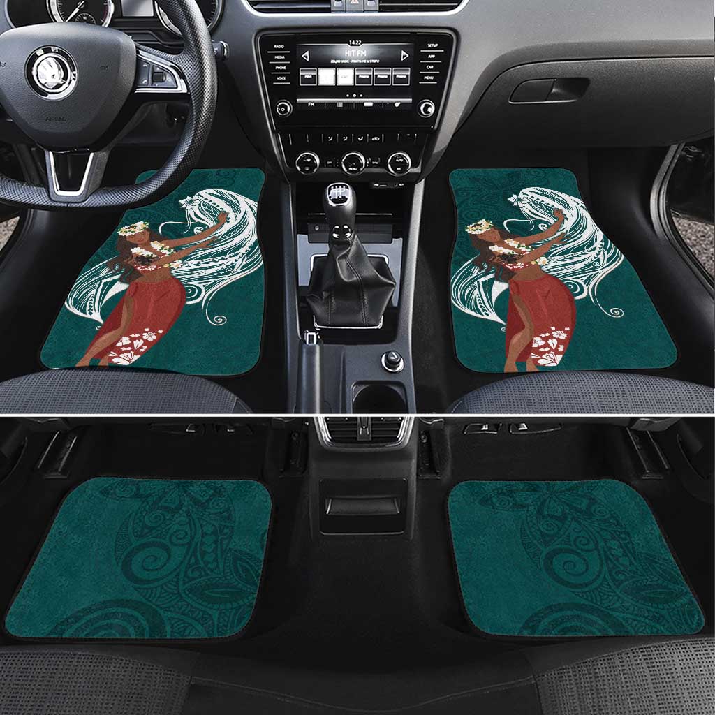 Tahiti Islands Polynesian Plumeria Car Mats Tahitian Vahine 'Ote'a - Teal LT7 Set 4pcs Teal - Polynesian Pride