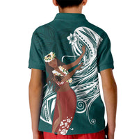 Tahiti Islands Polynesian Plumeria Kid Polo Shirt Tahitian Vahine 'Ote'a - Teal LT7 - Polynesian Pride