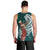 Tahiti Islands Polynesian Plumeria Men Tank Top Tahitian Vahine 'Ote'a - Teal